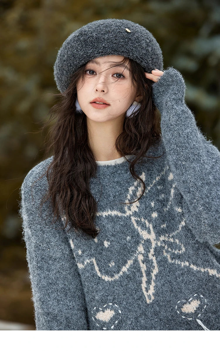Mishow Butterfly Color Clash Wool Pullover MXD57Z1016