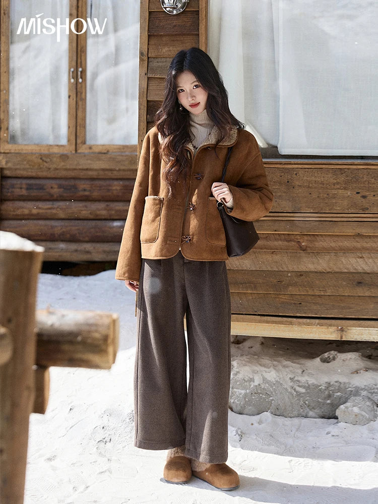 Mishow Brown Reversible Shearling Coat MXE93W1012