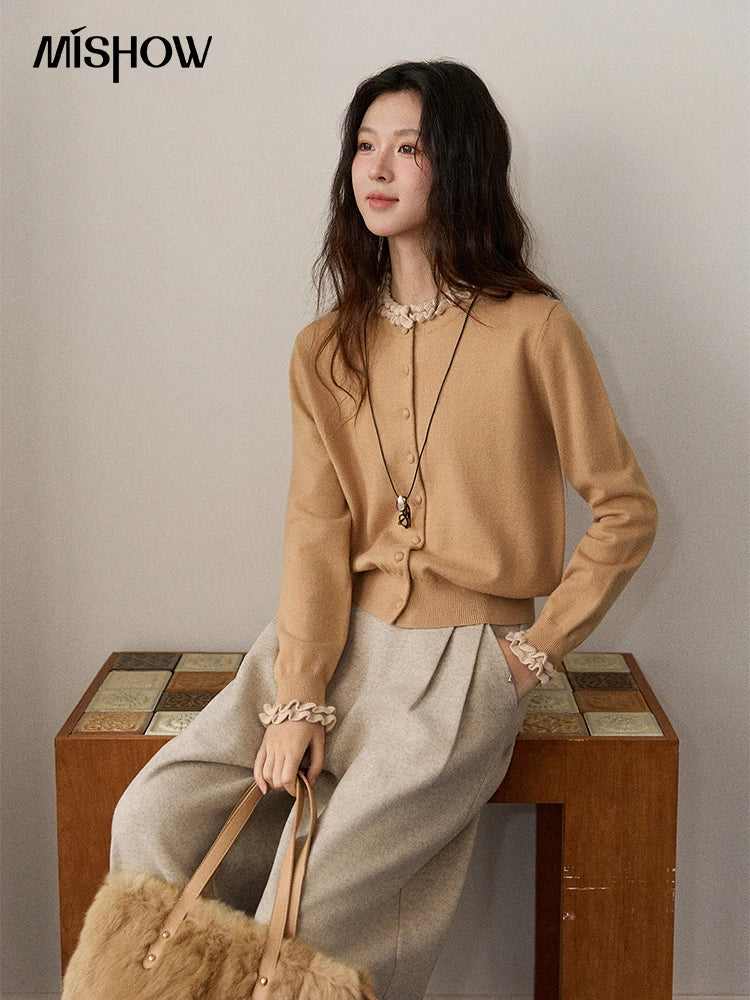 Mishow Retro Ruffle O-Neck Knit Cardigan MXE91Z2749