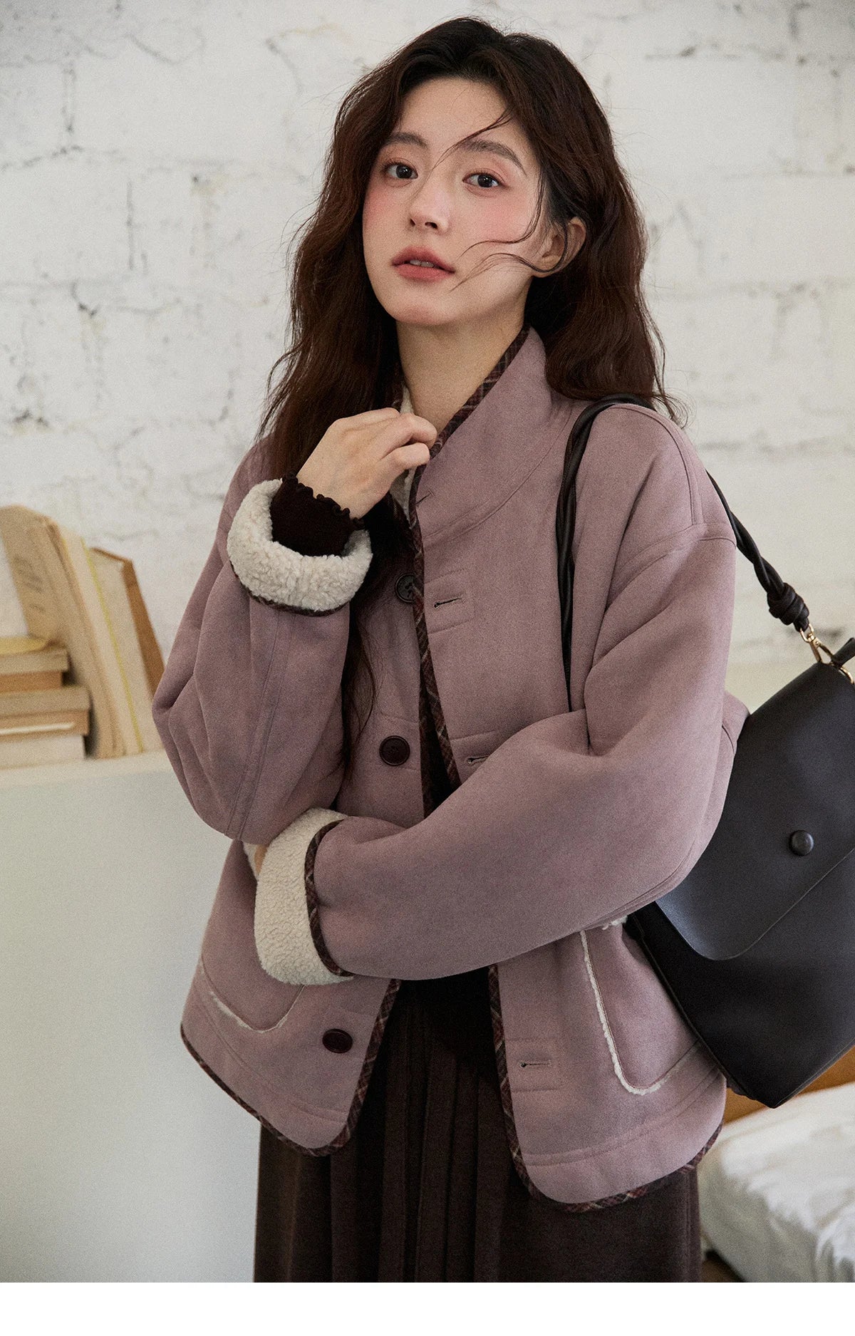 MISHOW Purple Double-Sided Jacket Turn-Down Collar Pocket MXE87W0940