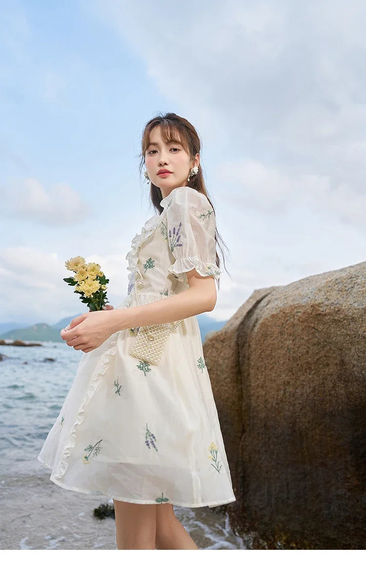 Mishow Fairycore Floral Flare Sleeve Ruffled Dress MXC38L1518