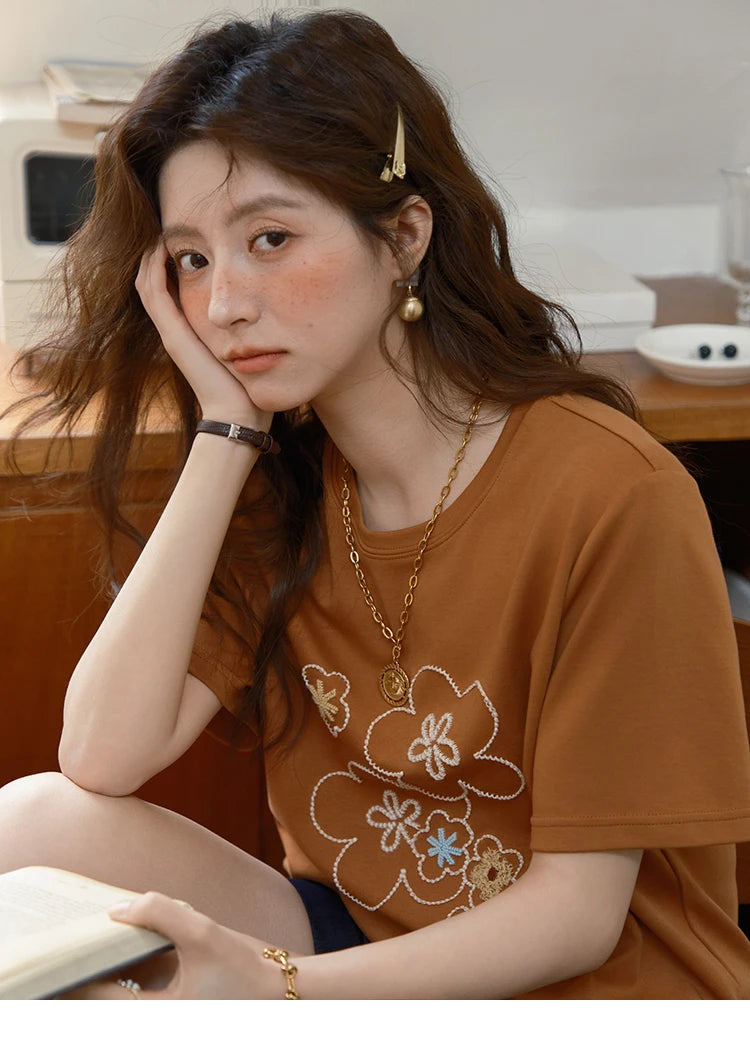 Mishow Floral Print Drop Sleeve Tee MXE36T0576