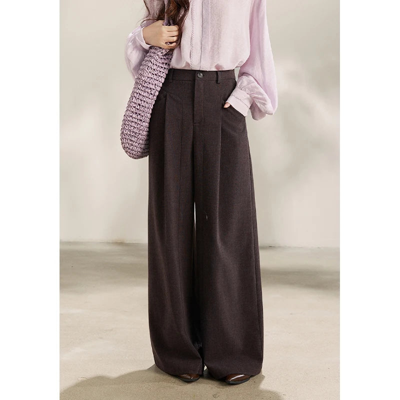 MISHOW Dark Purple Wide Leg Pants High Waist Pleated MXF13K1204