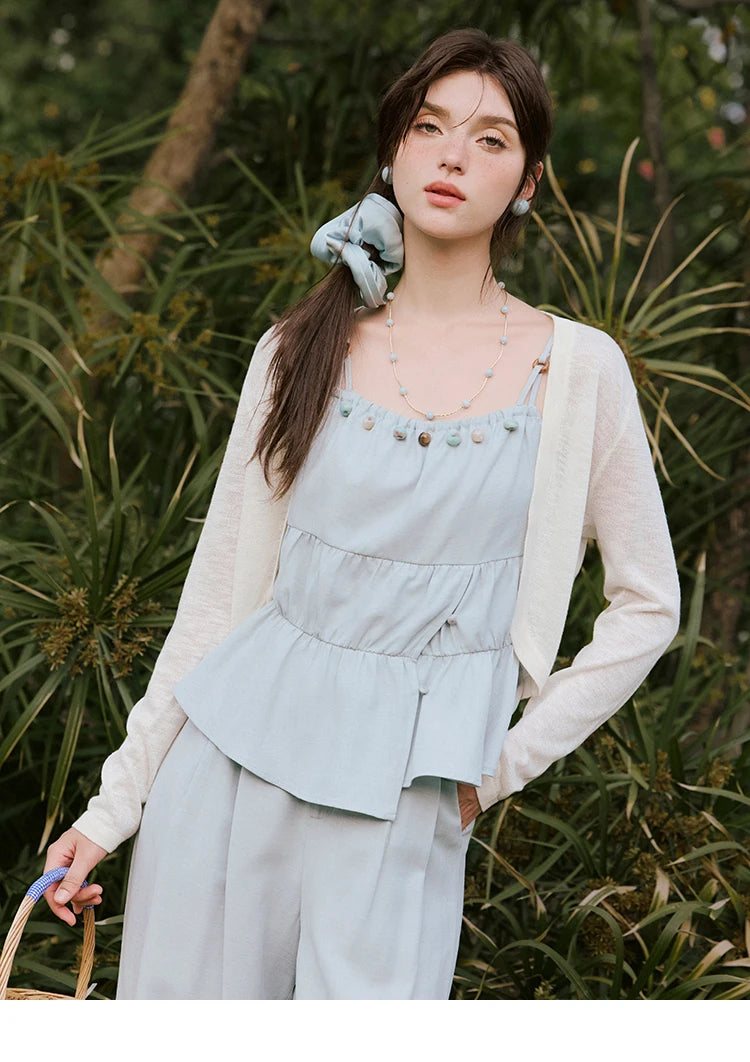 Mishow Solid Sleeveless Top & High Waist Wide Leg Pants Set MXE33T0547