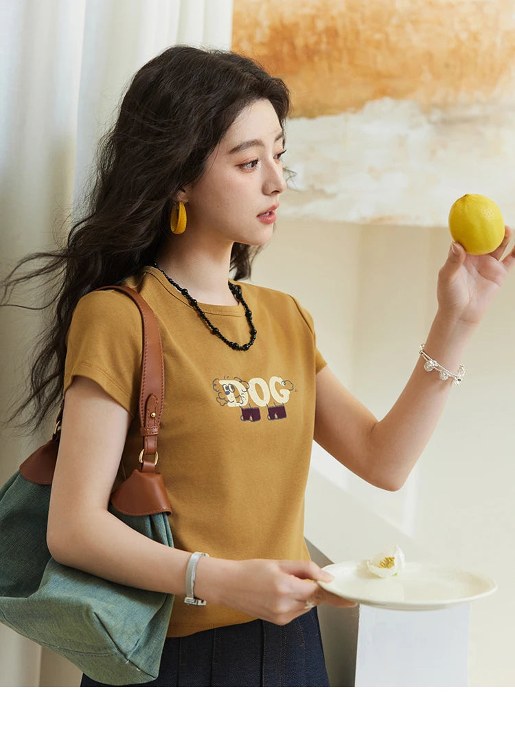 Mishow Cartoon Print Round Neck Tee MXE13T0495