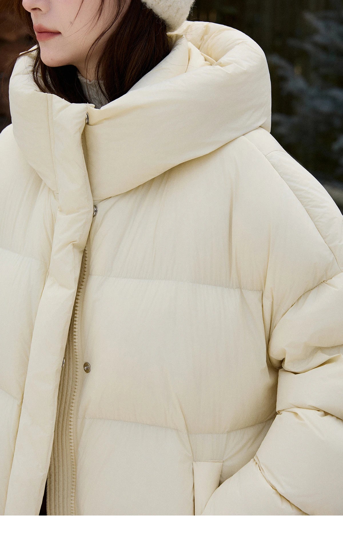 Mishow Milk Yellow Velvet Hooded Down Jacket MXE92Y0090