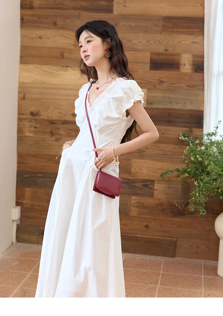 Mishow V-Neck Puff Sleeve Office Midi Dress MXD29L1934