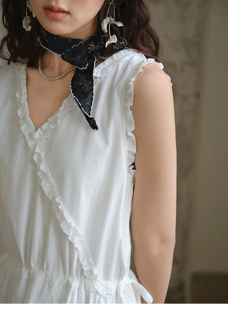 Mishow V-Neck Lace Drawstring Waist Dress MXE37L2331