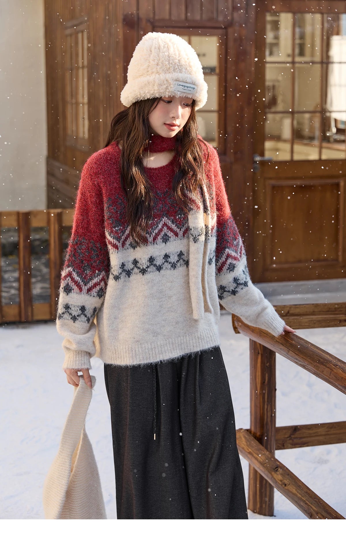 Mishow Christmas Fair Isle Sweater with Scarf MXE51Z2628