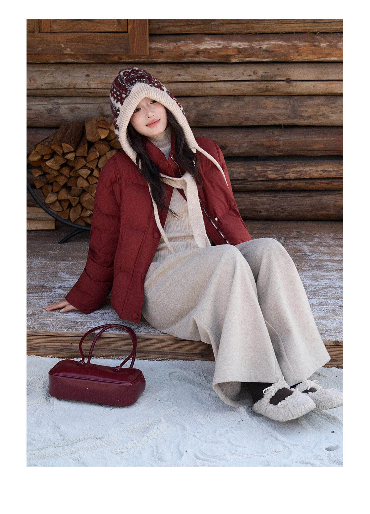 Mishow Christmas Jacquard Hat Down Jacket MXE90Y0086