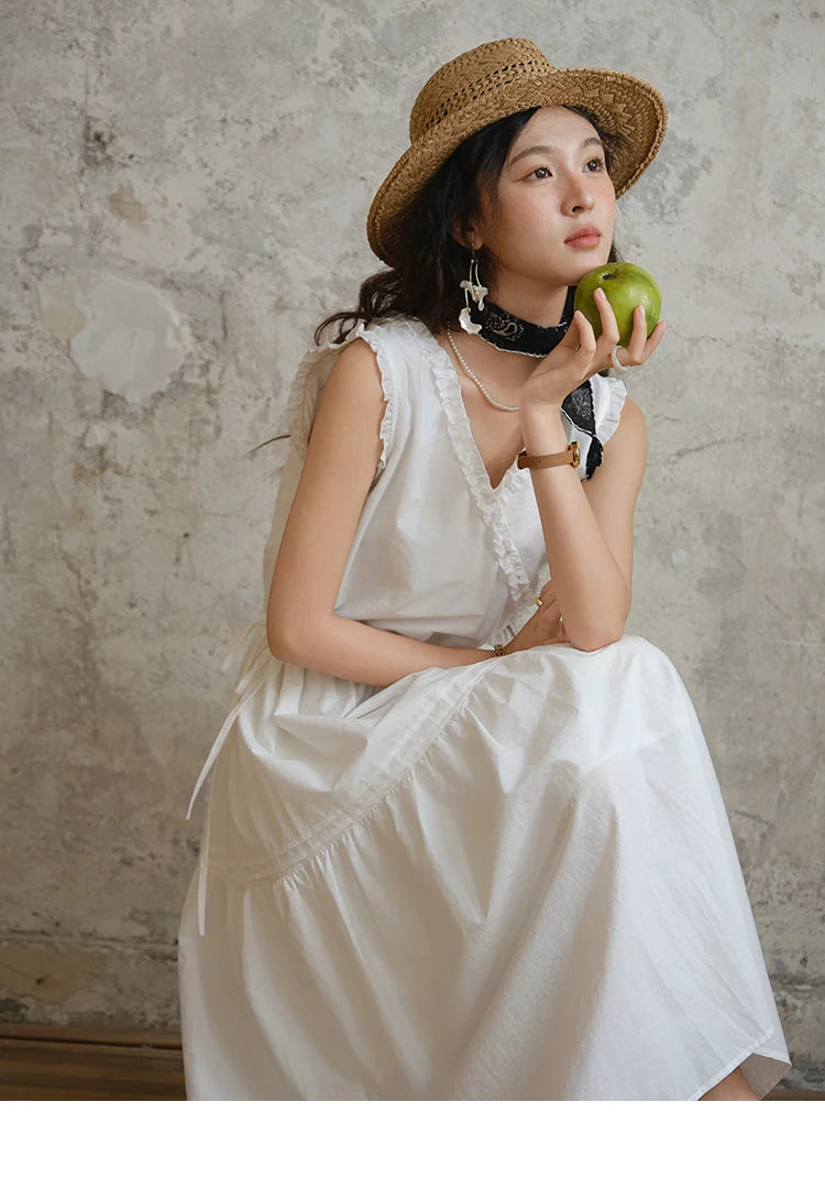 Mishow V-Neck Lace Drawstring Waist Dress MXE37L2331