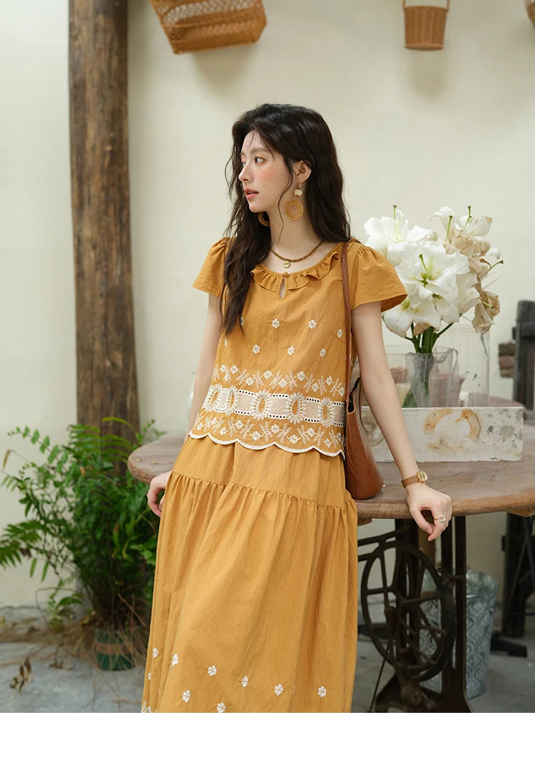 Mishow French Lace Embroidery Blouse & A-Line Skirt Set MXE39T0645