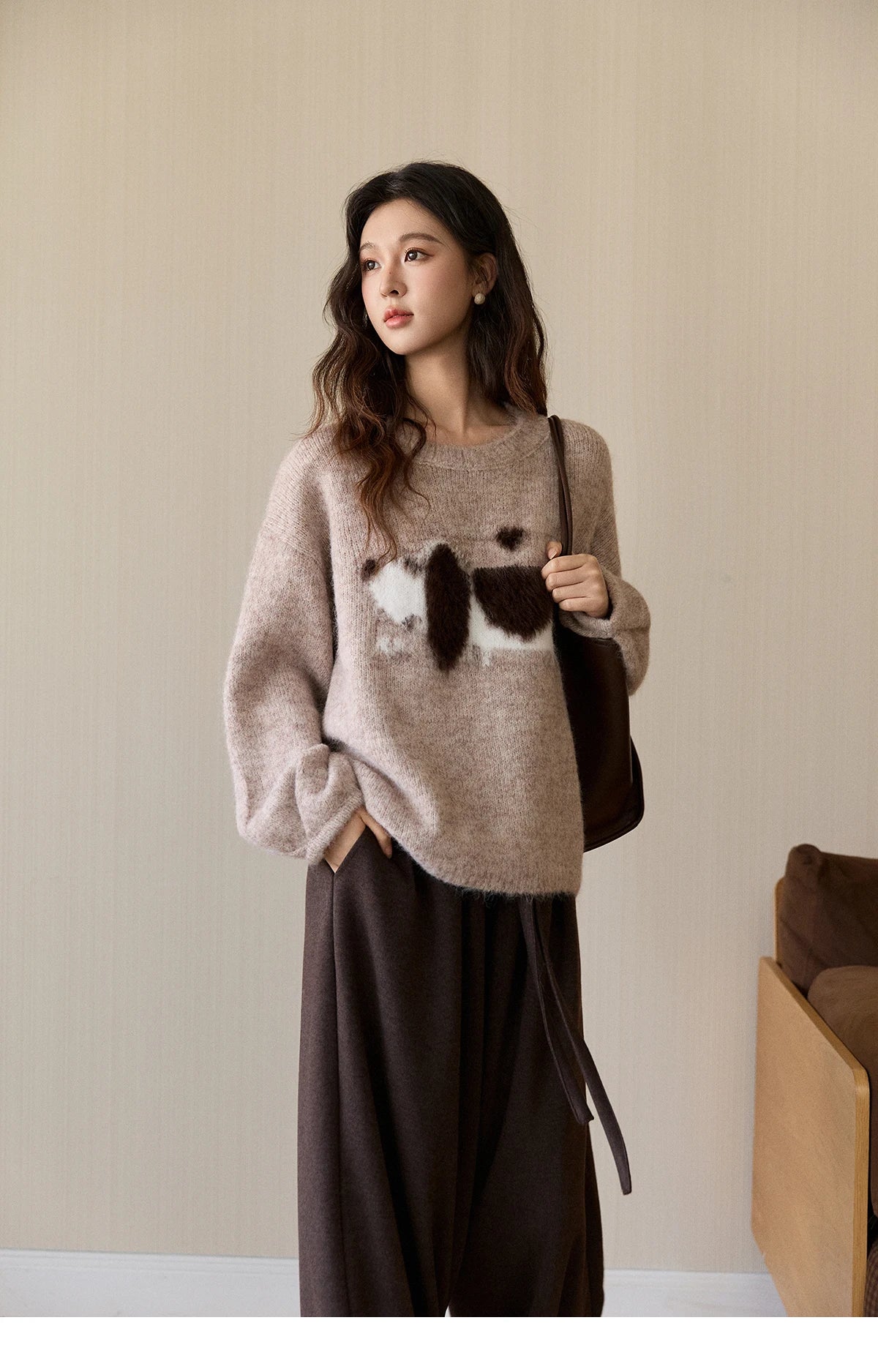 Mishow Dog Pattern Jacquard Crew Neck Sweater MXE94Z2988