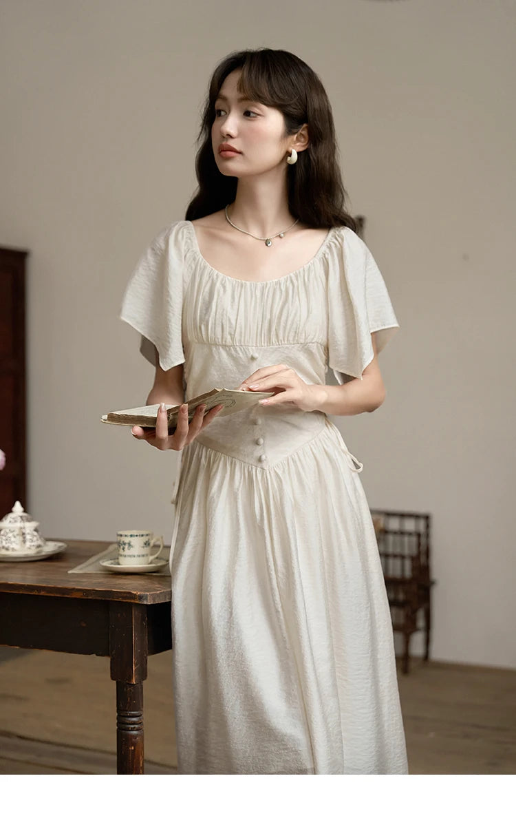 Mishow French Square Collar Butterfly Sleeve Dress MXC38L1407