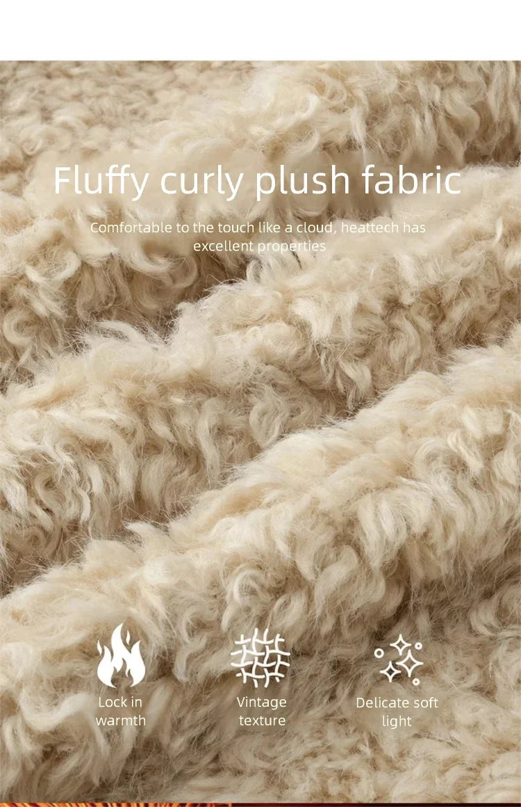 Mishow Plaid Patchwork Curly Lambswool Coat MXE87W0939