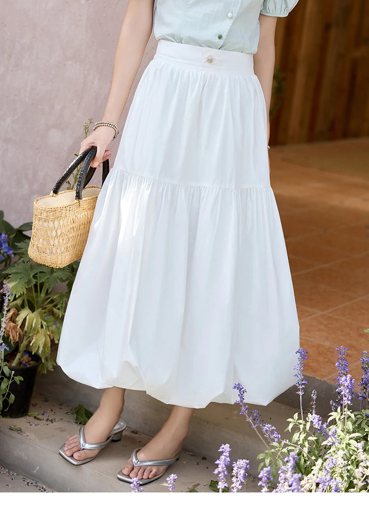MISHOW Double Layered Waist Skirt Flower Bud Shell Button MXE32B0715