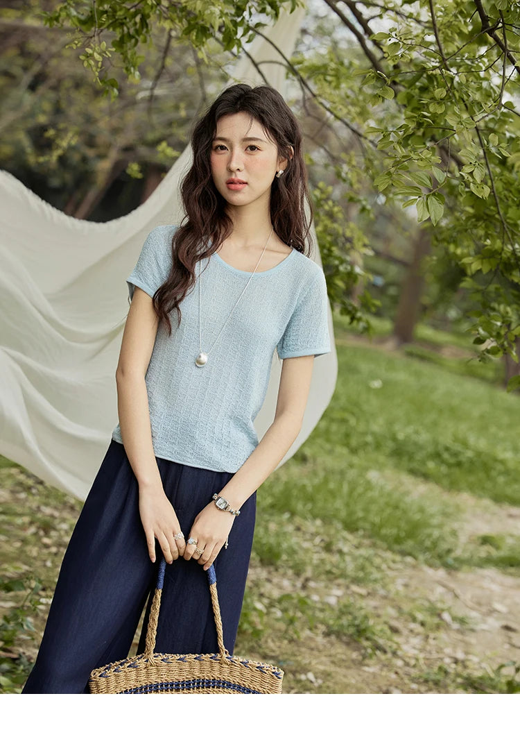 Mishow Solid Slim Knit Office Tee MXE34Z1257