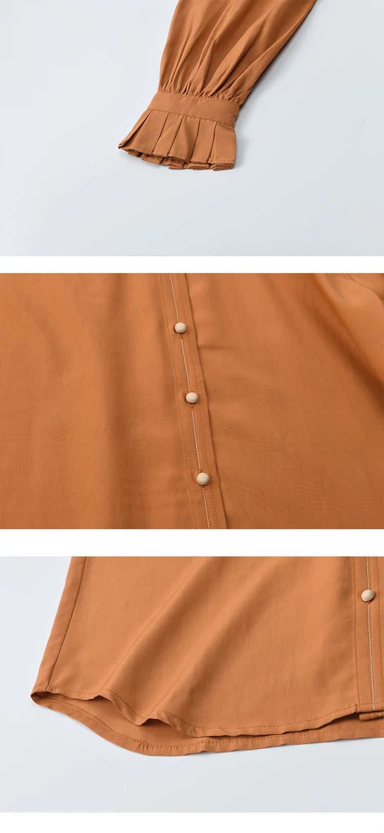 MISHOW Women's Color Block Shirt Pleated Cuffs Lapel Top MXE41C2352