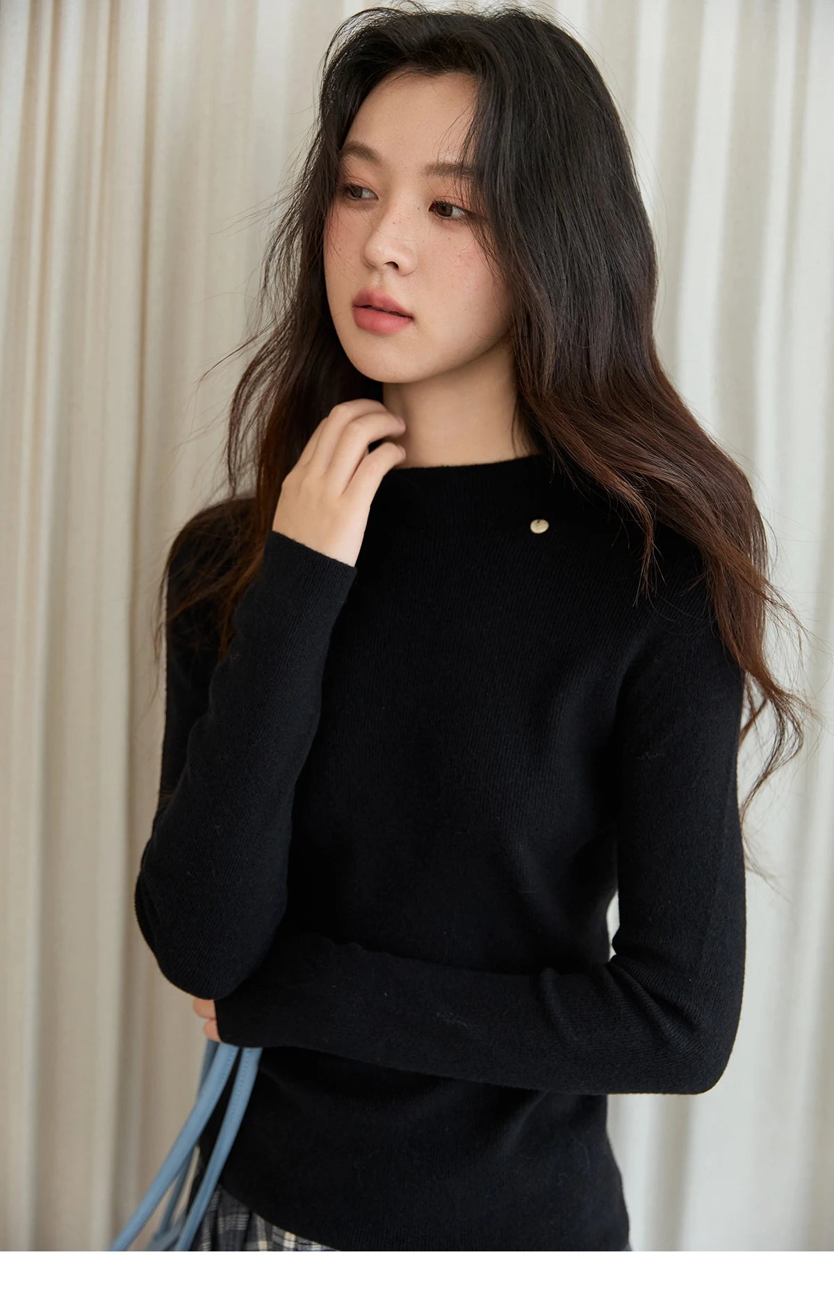 Mishow Minimalist Mock Neck Slim Pullover MXE48Z2583