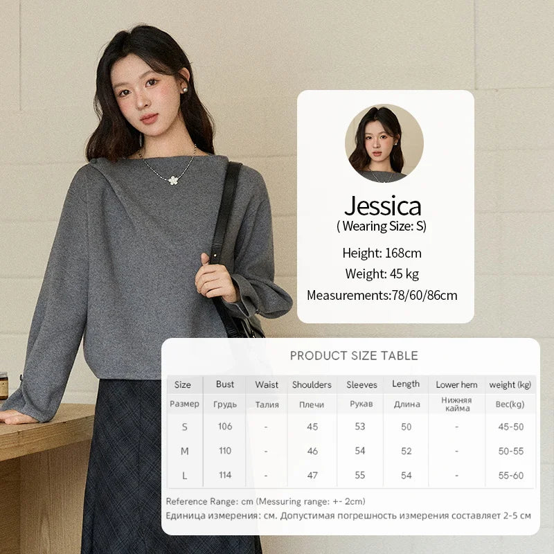 Mishow Gray French Diagonal Placket Knit Pullover MXE86Z2744