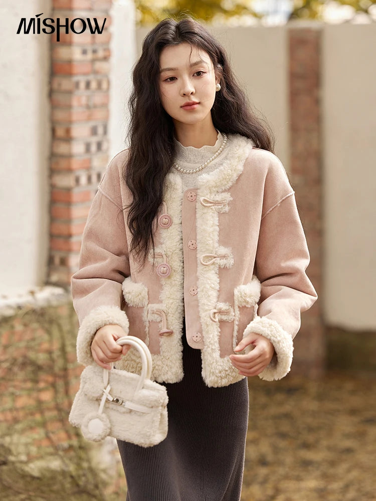 MISHOW Double Face Fur Coat Suede Splicing Fleece Warm MXD55W0646