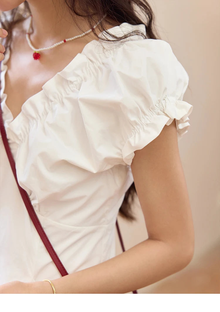 Mishow V-Neck Puff Sleeve Office Midi Dress MXD29L1934