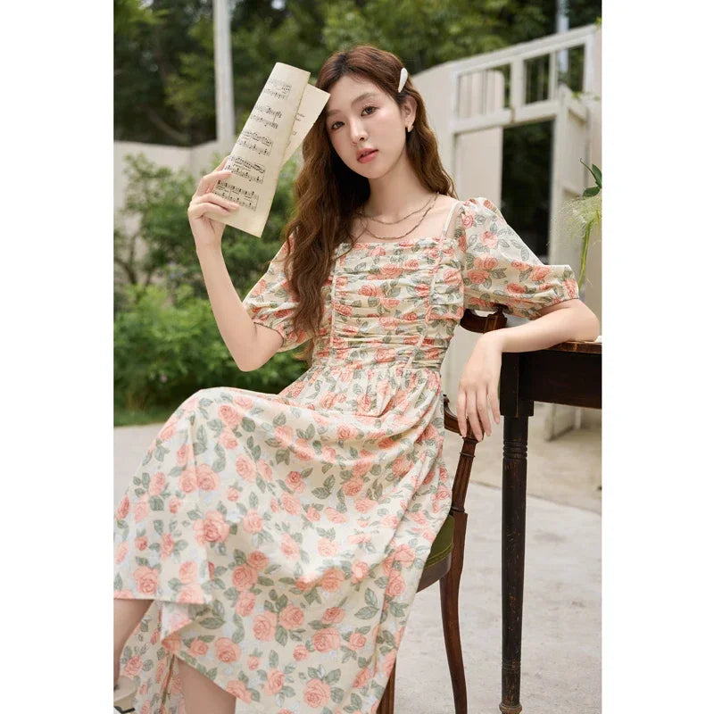 Mishow 100% Cotton Floral Puff Sleeve Dress MXC33L1397