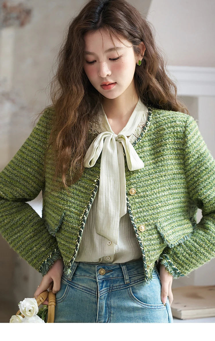 MISHOW Ribbon Collar Shirt Sweet Cuffs Pleated Embroidered Petal Sleeve MXD14C0226