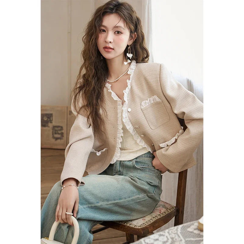 Mishow French Fragrant Collar Coat & Split Back Skirt Set MXD12W0274
