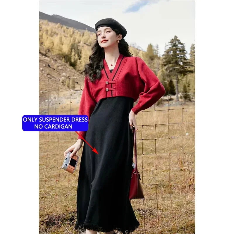 MISHOW Knitted Lantern Sleeve Sweater Dress MXC46L1589