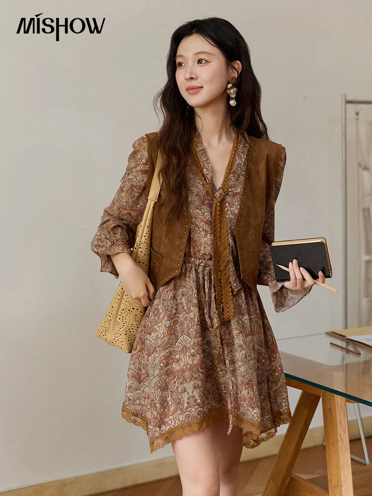 Mishow French Suede Rivet V-Neck Vest MXE46L2518