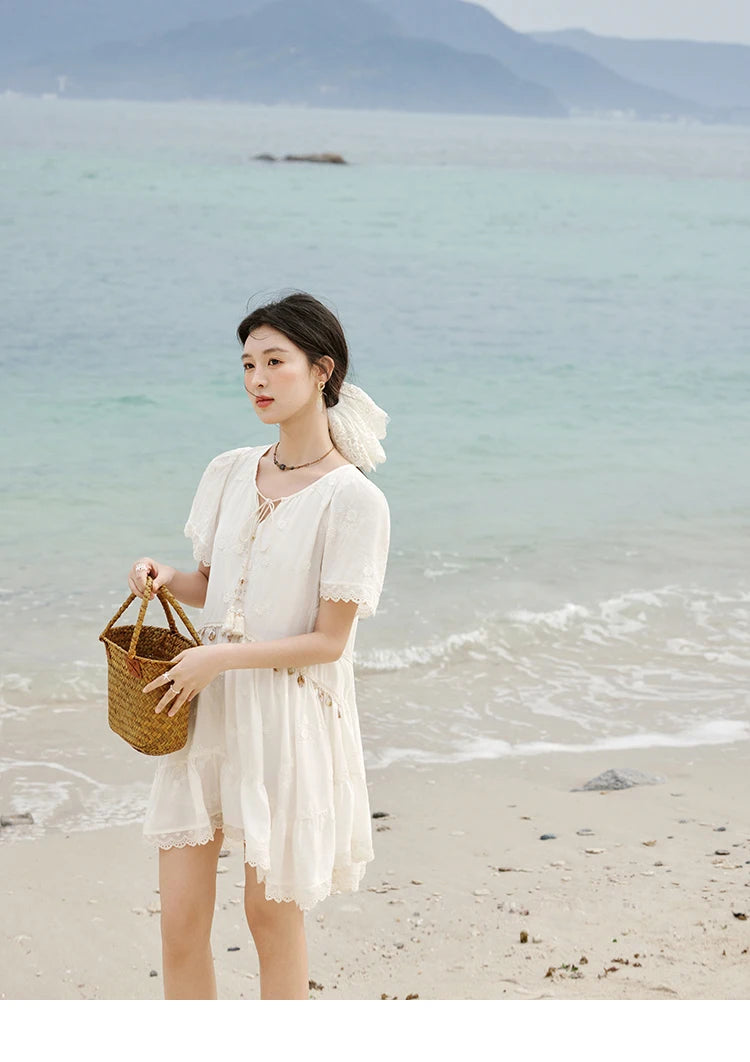 Mishow Bohemian V-Neck Shell Lace Midi Dress MXE33L2195