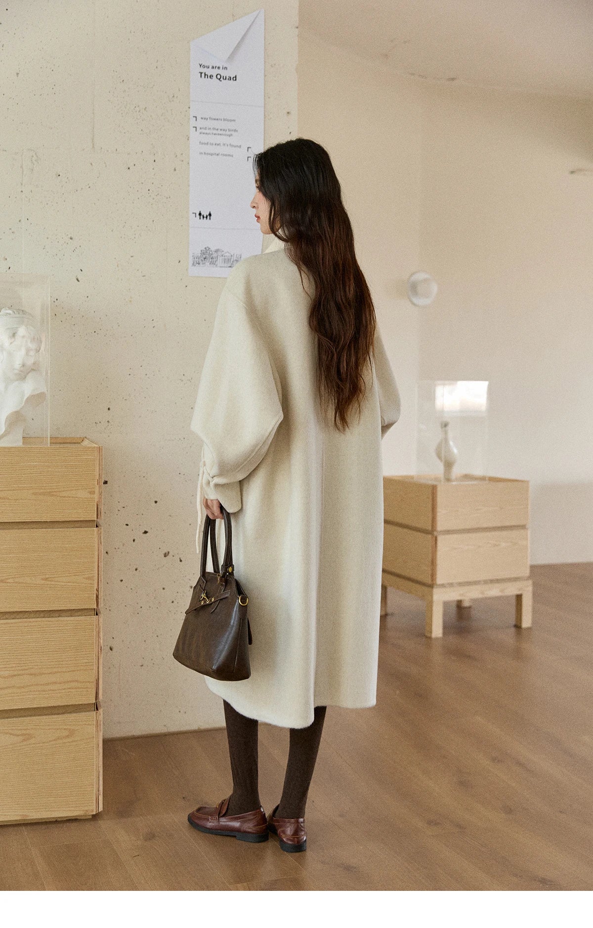 Mishow Yellow 100% Wool Double-Faced Turtleneck Coat MXE51W0902
