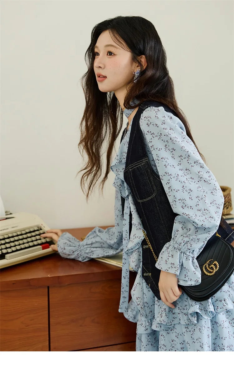 Mishow Denim V-Neck Vest with Pockets MXE45W0868