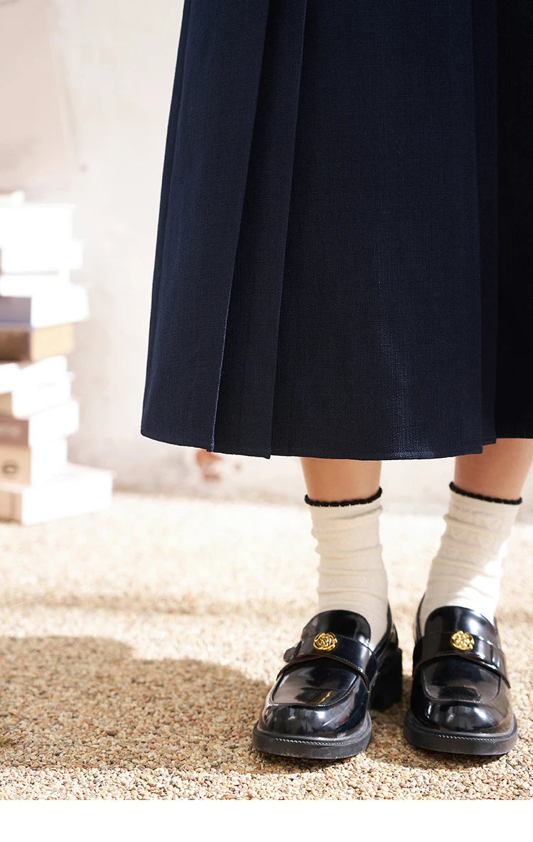 MISHOW Elegant A-Line Skirt High Waist Pleated Slim MXD12B0213