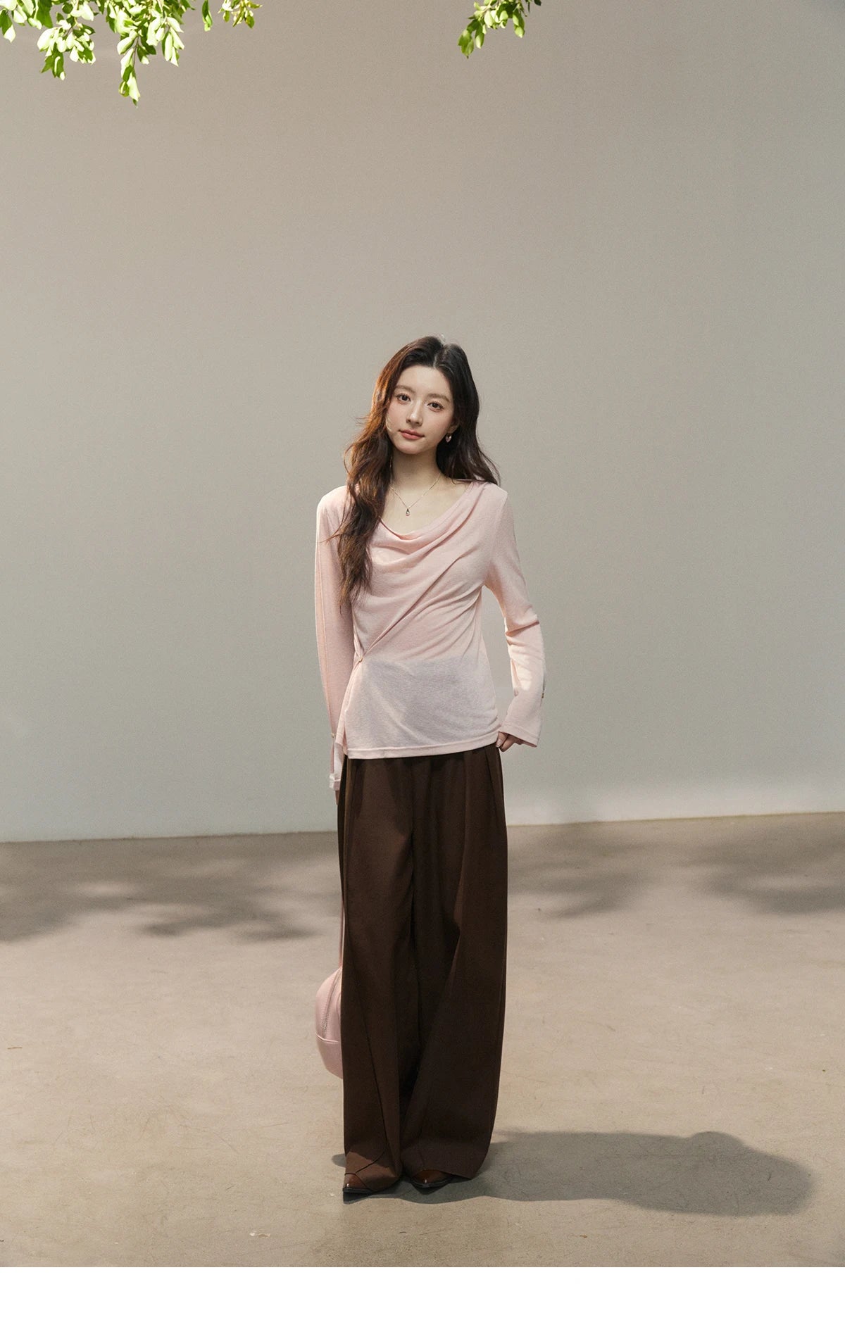 Mishow Multi Colored Swinging Collar Flare Sleeve Top MXF13T1473