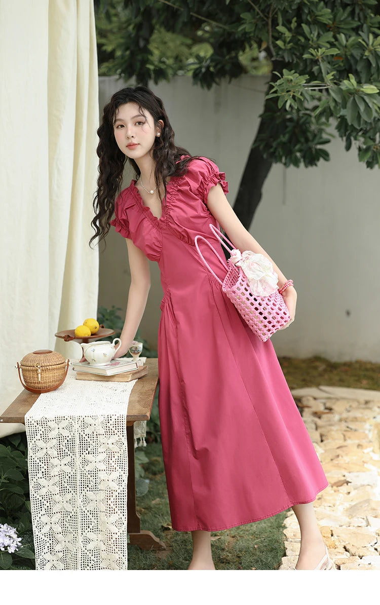 Mishow 100% Cotton V-Neck Pocket Dress MXD29L1934