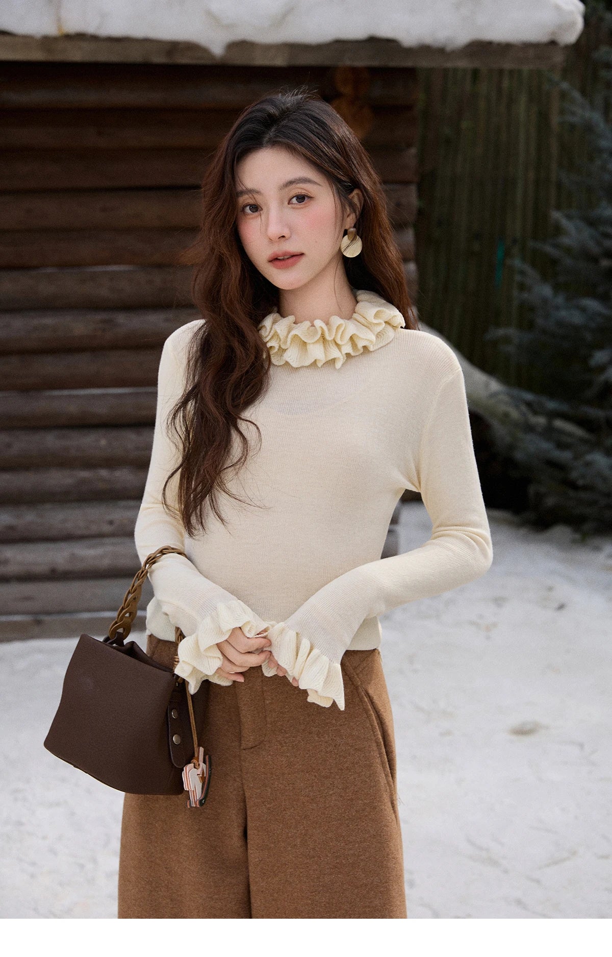 Mishow Turtleneck Fuzzy Cardigan Coat MXE87Z2699