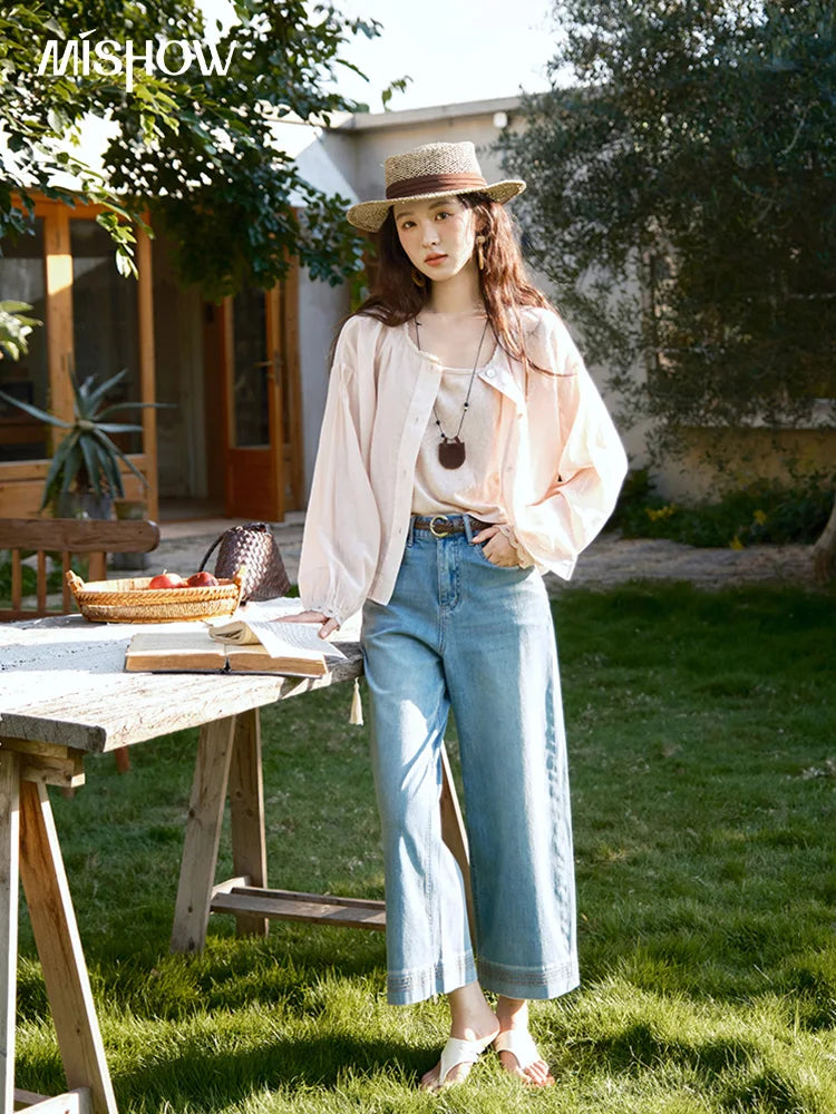 MISHOW Two Piece Shirt Set Tank Top Sunshade Button MXE39T0689