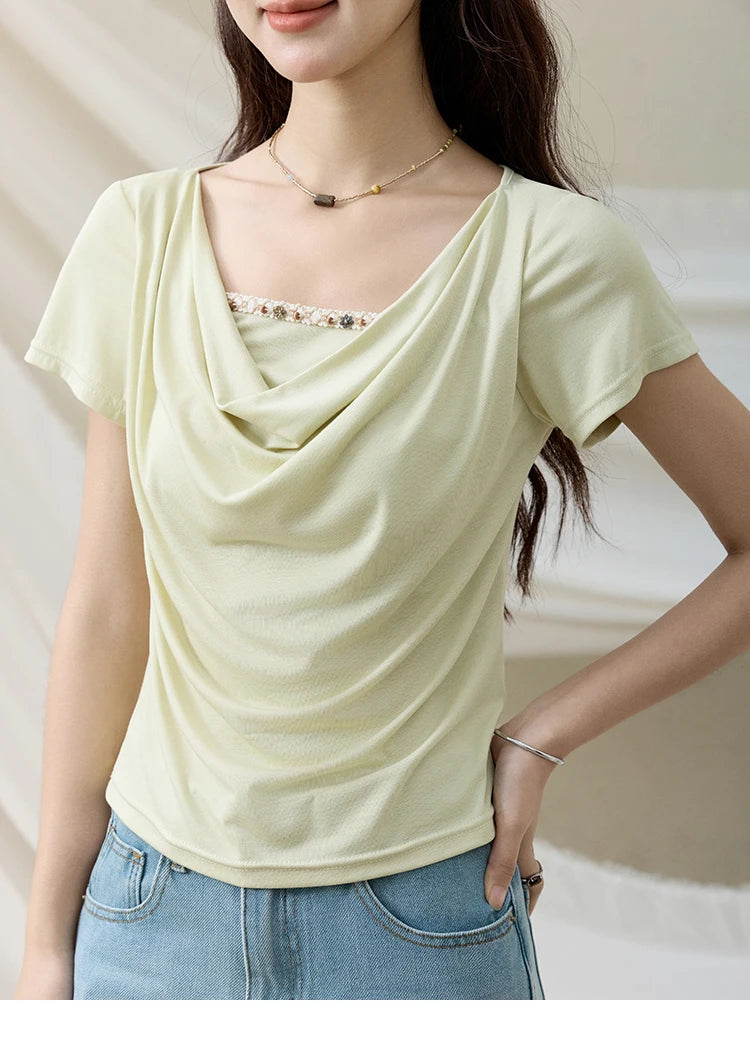 Mishow Swing Collar Shell Ribbon Tee MXE33T0524