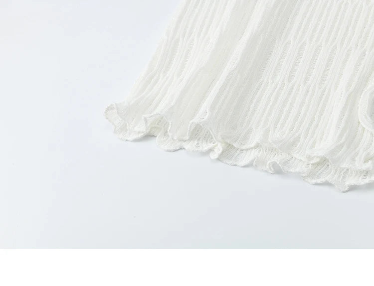 Mishow White V-Neck Slim Knit Summer Cardigan MXE16Z1193