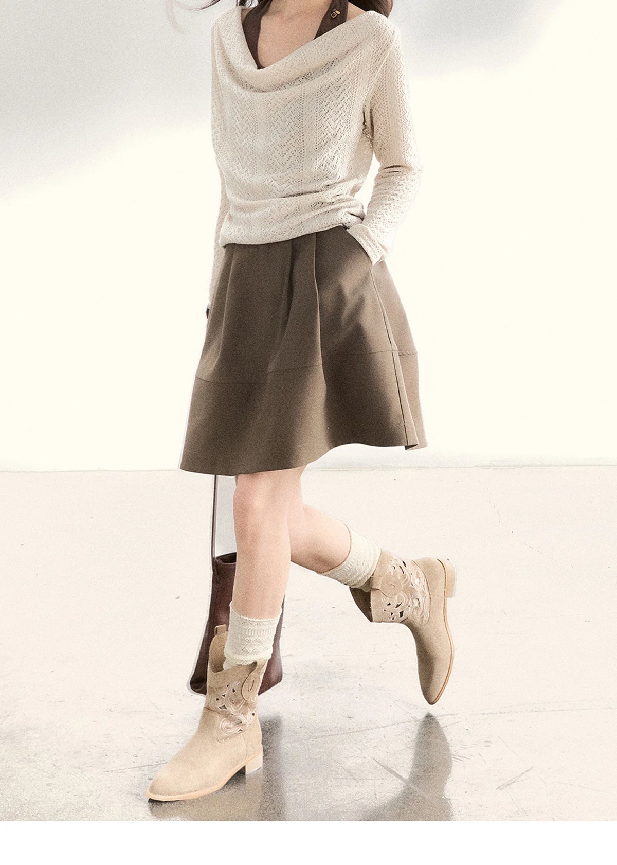 Mishow A-Line Flower Bud Pleated Skirt MXF108B0767