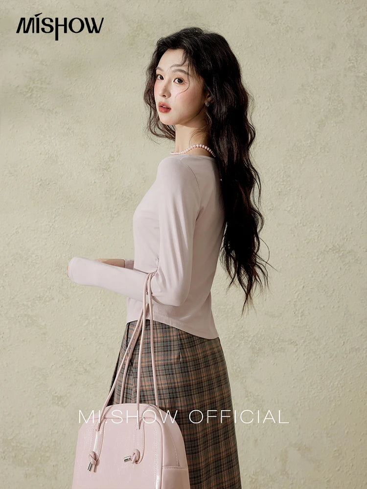 Mishow Irregular Hollow Neck Slim Solid Top MXE13Z1116