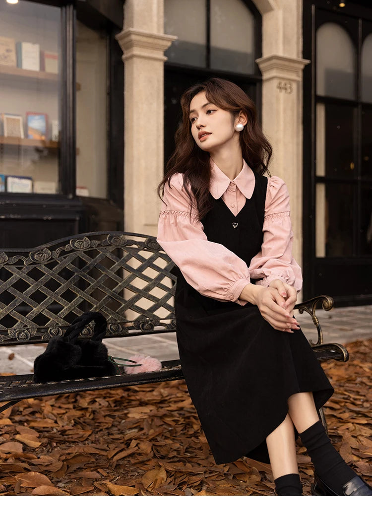 Mishow Corduroy V-Neck Sleeveless Strap Dress MXB43L1246