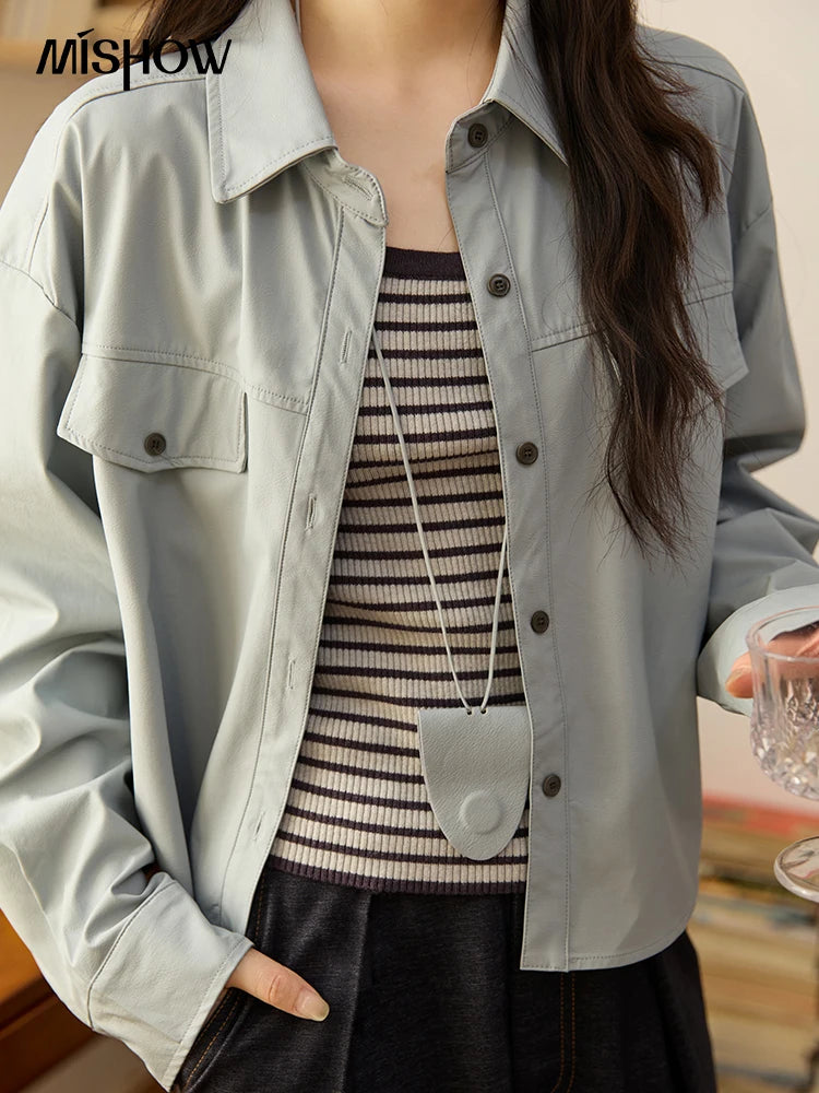 MISHOW Two-Piece Set Striped Vest Solid Jacket with Pendant MXE45T1396