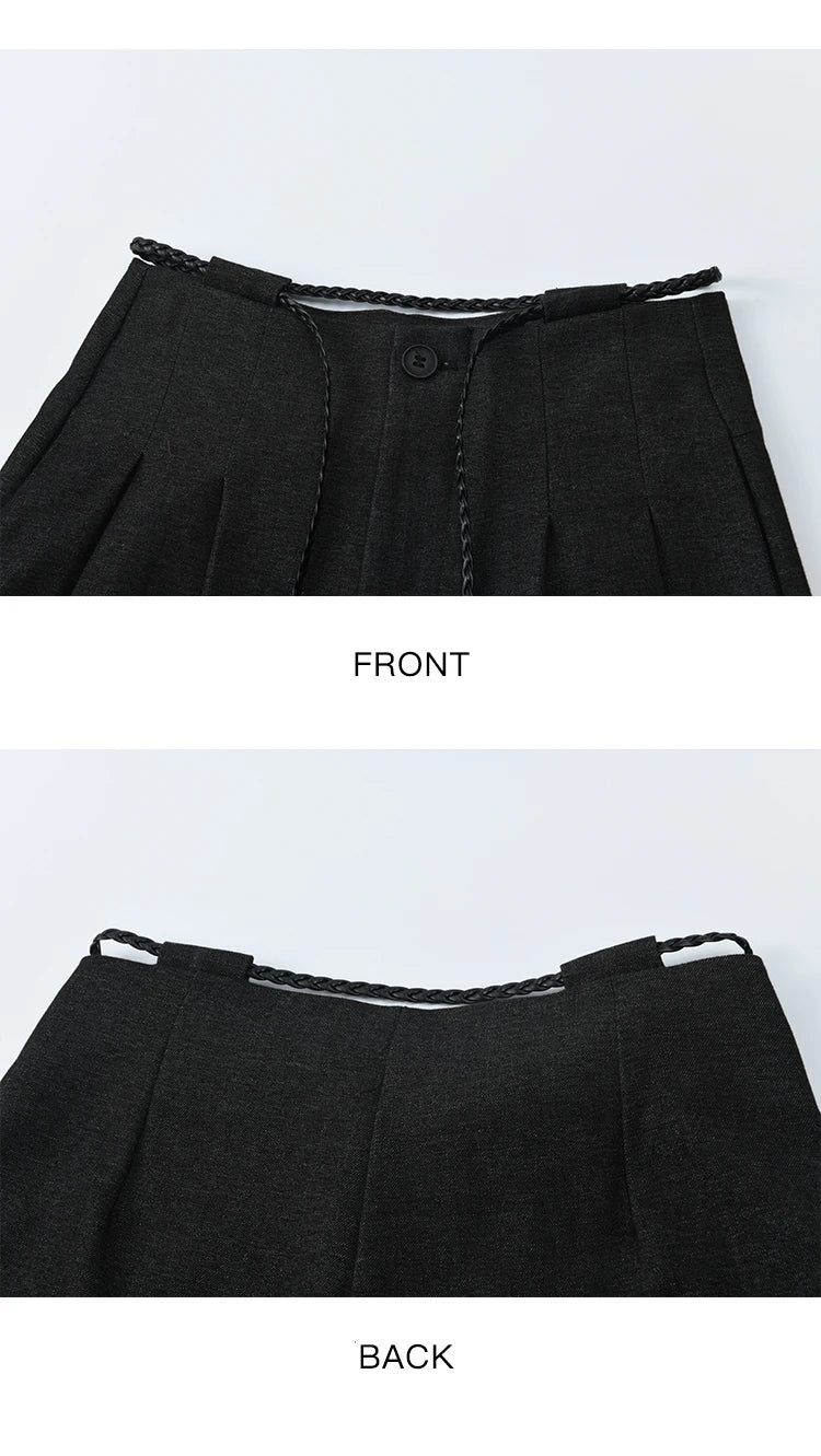 MISHOW Gray Wide-Leg Pants Lace-Up High Waist Slim MXE51K1106