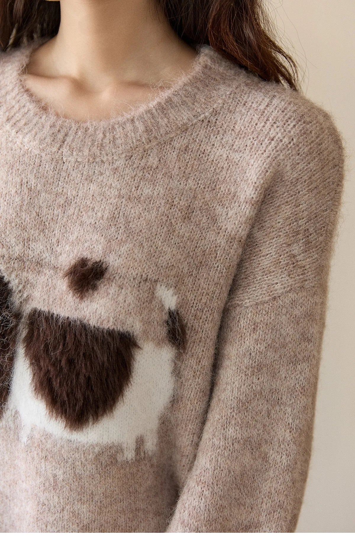 Mishow Dog Pattern Jacquard Crew Neck Sweater MXE94Z2988