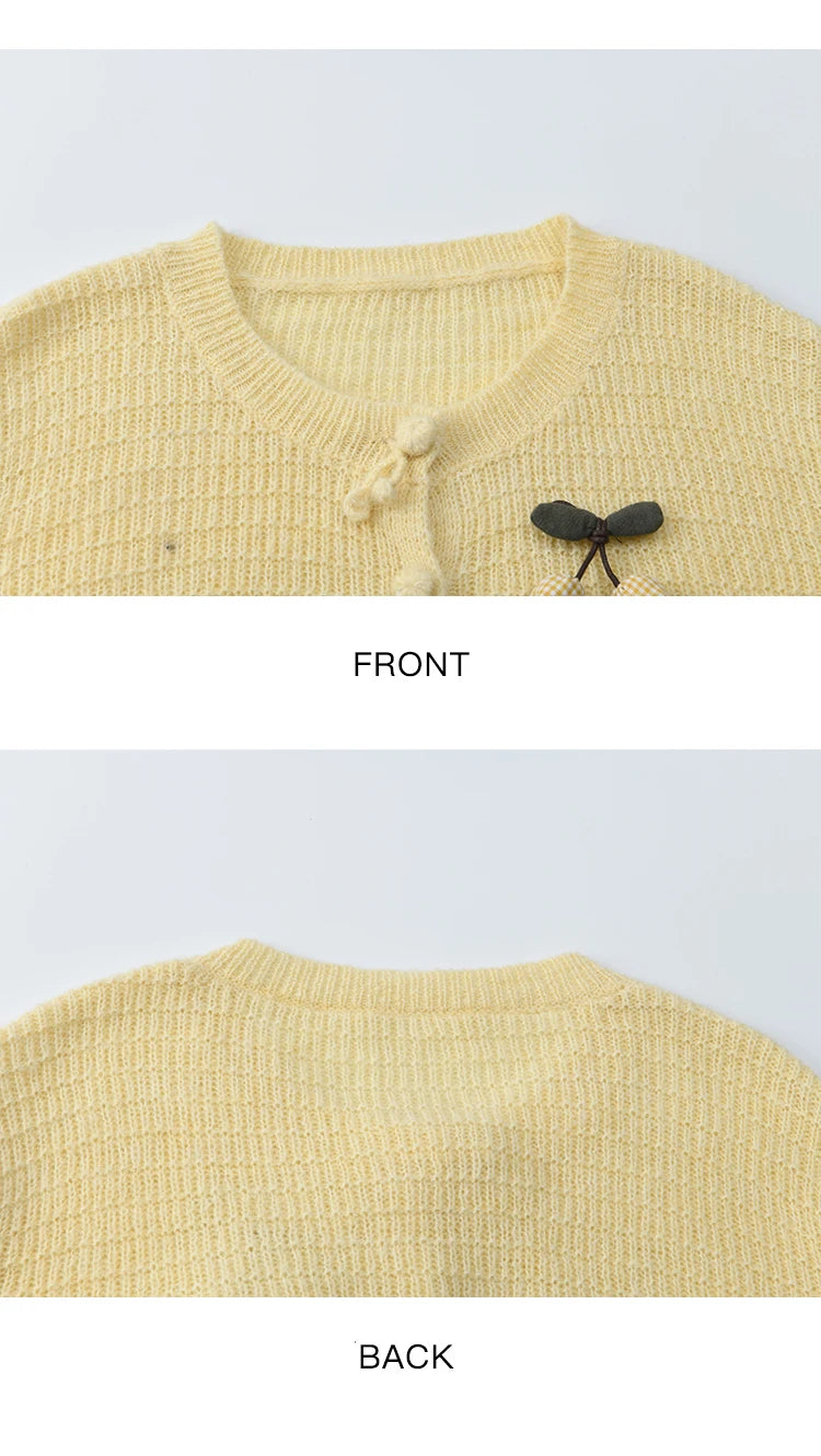 Mishow Camellia Brooch Round Neck Cardigan MXE44Z1390
