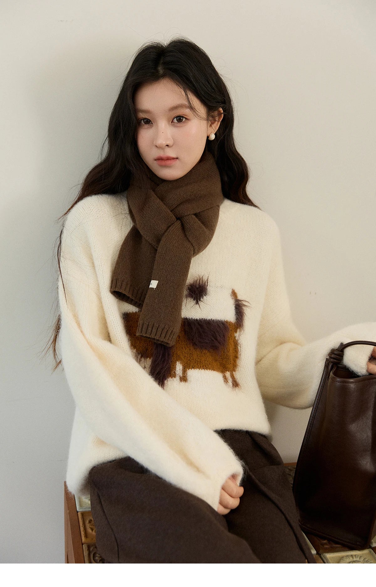 Mishow Dog Pattern Jacquard Crew Neck Sweater MXE94Z2988