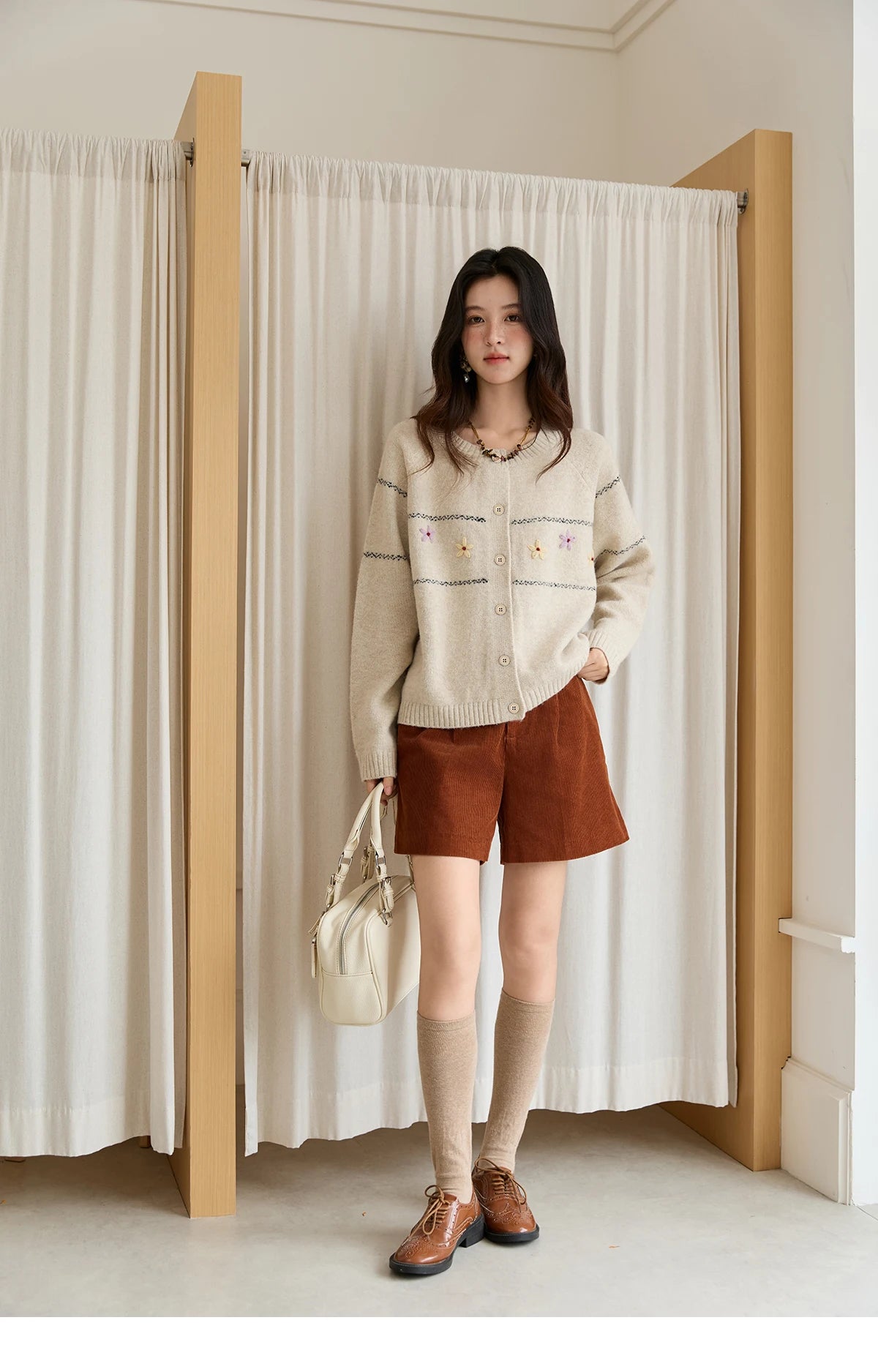 Mishow Blue Flower Embroidered Loose Cardigan MXE46Z2581
